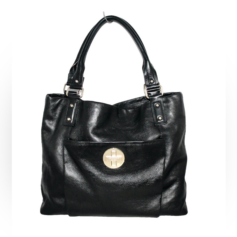 KATE SPADE Large Hobo Shoulder Bag Turnlock Pocket Black Pebble Leather